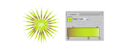 Используйте цвета: (163,126,78), (192,226,33), (224,238,174) для градиента и заполните форму радиальным градиентом, как показано ниже